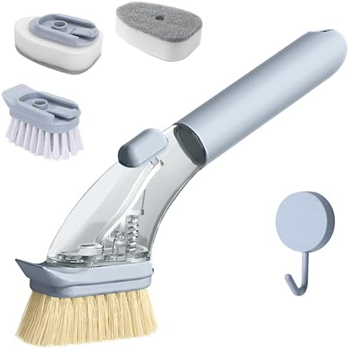 DAPOWER Dish Brush with Handle and Soap Dispenser 1