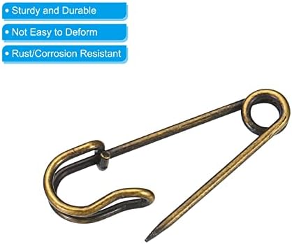 MECCANIXITY Large 106 Inch Safety Pins 50Pcs Metal Bronze Tone