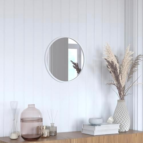 Flash Furniture Julianne Large Round Wall Mirror - Silver Circle 16 Inch