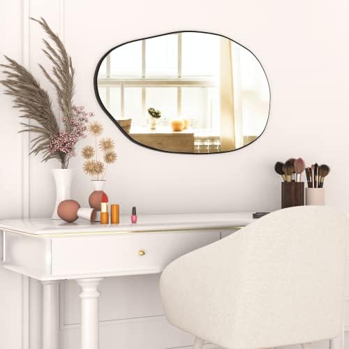 CONGUILIAO Irregular Wall Mirror 335 x 205 Black Wood Frame Modern Decor