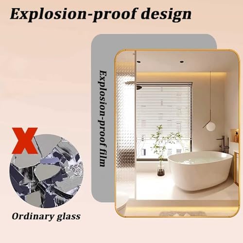 Bcofo Gold Frame Bathroom Mirror 30x40cm
