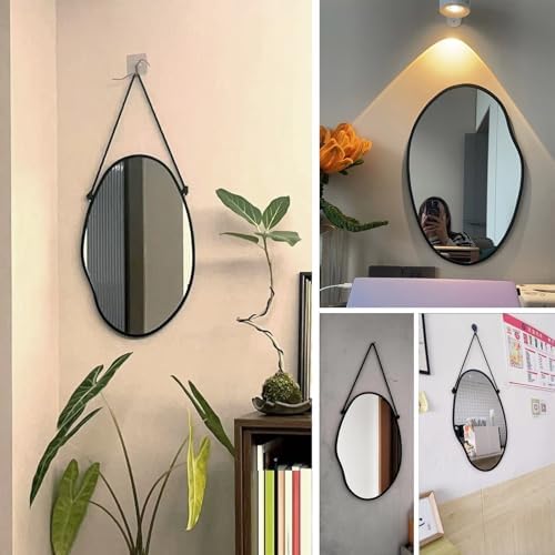 Irregular Vanity Mirror with Black Lanyard