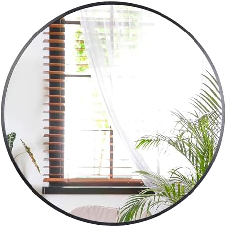 ZENY 24 Inch Round Wall Mirror with Black Frame 1