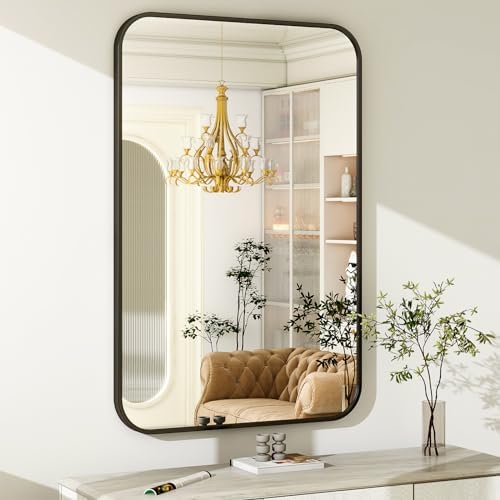 Easly 30 x 40 Inch Black Frame Bathroom Mirror