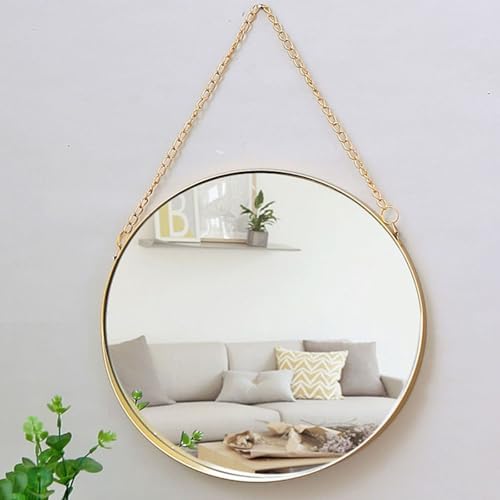 NOIRDA Small Hanging Circle Mirror with Chain