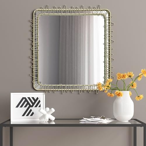 LuxenHome 30 Gold Square Wall Mirror for Bathroom