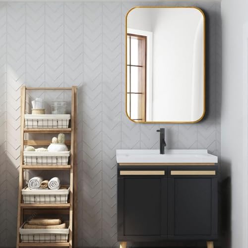 AiStarlink Wall Mount Mirror 24x36 Aluminum Farmhouse Style