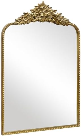 CASOLLY Antique Gold Arch Wall Mirror 24x36 Inch