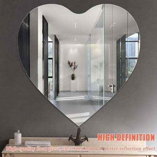LTSRLL Heart-Shaped Mirror Tiles for Bathroom Vanity Wall