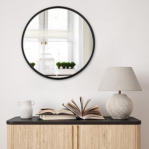 EMAISON 20 Inch Round Black Metal Frame Mirror for Bathroom and Home Dcor
