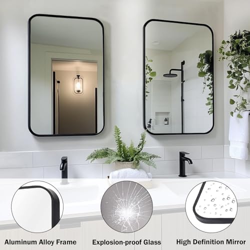 Sunniry 18x22 Inch Black Bathroom Mirror