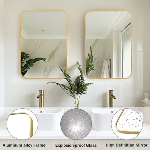 Sunniry Gold Bathroom Mirror 22x30 Inch
