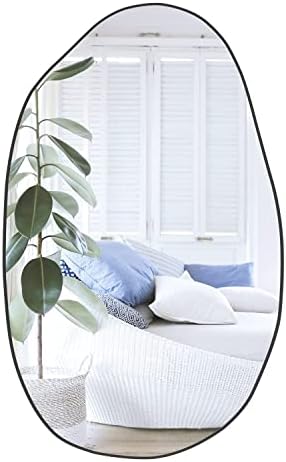 CONGUILIAO Irregular Wall Mirror 335 x 205 Black Wood Frame Modern Decor
