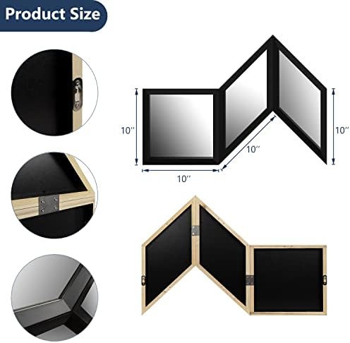 H-A 10x10 Inch Wall Mirror Set of 3 Black