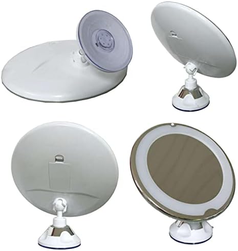 Lighted Mirror with Storage and 360-Degree Swivel
