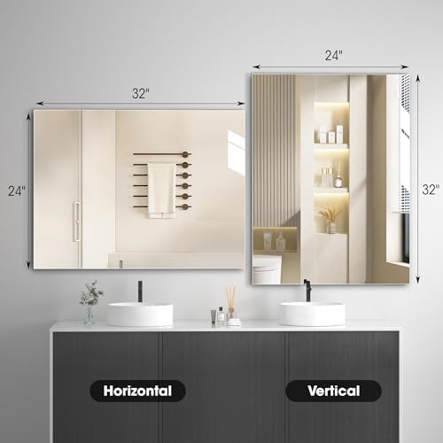 Hasipu 24 x 32 Frameless Bathroom Mirror