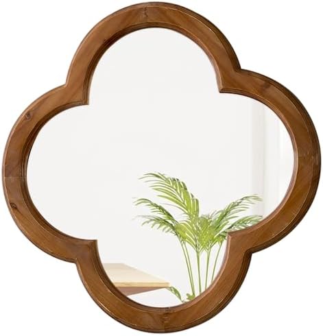 Sintosin Farmhouse Scalloped Wood Frame Mirror 20 Inch