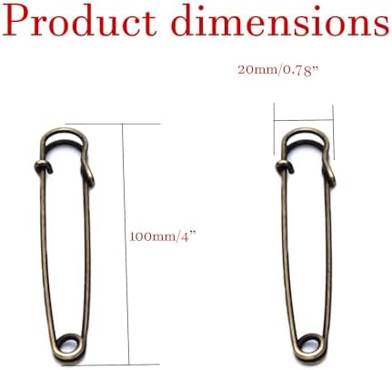 4 Inch Heavy Duty Bronze Safety Pins Set of 20