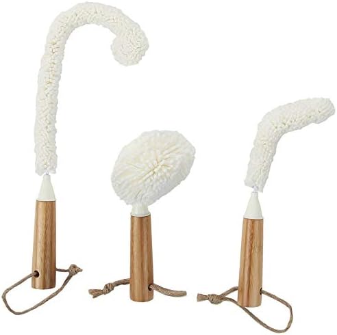 Lilys Home Decanter Cleaning Brush Set with Bamboo Handles