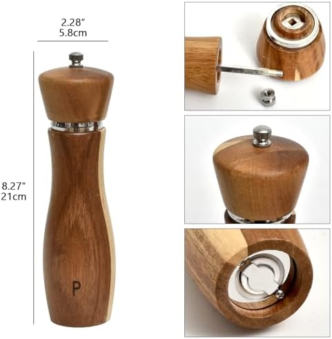 SwallowLiving Acacia Wood Salt Pepper Mill Set