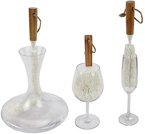 Lilys Home Decanter Cleaning Brush Set with Bamboo Handles