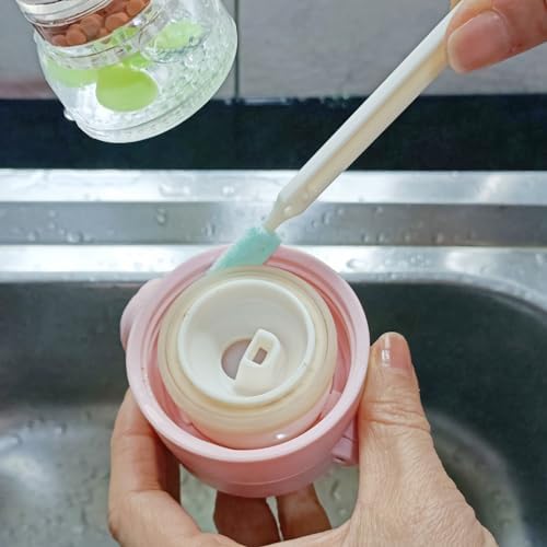 NewFeru 3-Piece Mini Bottle Brushes with Split Crevice Cleaner and Flat Scrubbers