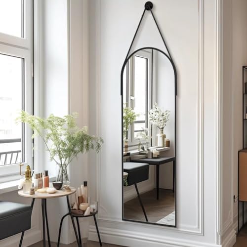 16x48 Hanging Mirror with Black Leather Strap