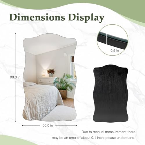 PUZONJIG Irregular Mirror 32x21 Black Frameless