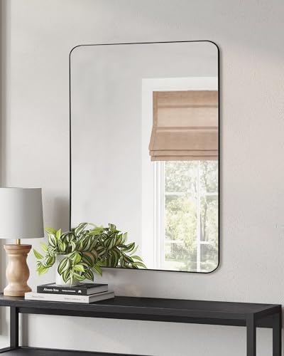 WIOWUR Black Rectangle Bathroom Mirror 20x30 Inch