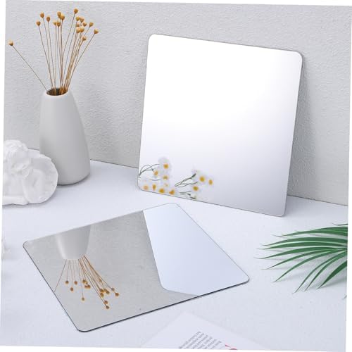4 Self-Adhesive Square Mirrors 20x20cm Black Wall Mirror Tiles No Tools Needed