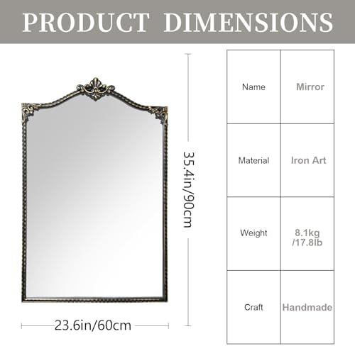 HEBOIX Black Entryway Mirror 24W x 36H