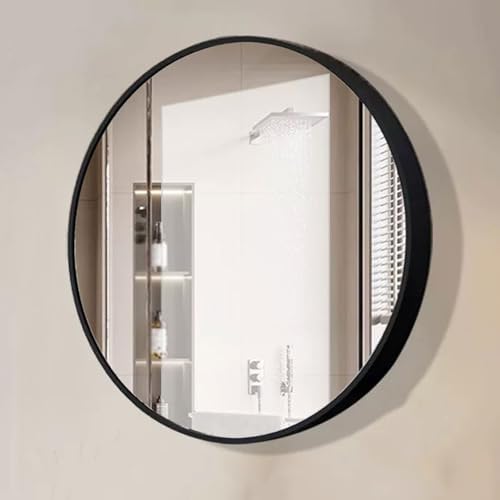 Aluminum Alloy Wall Mirror with HD Floating Glass - 30x30cm Black
