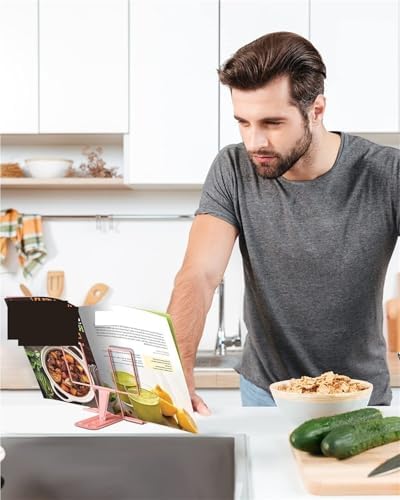 QUQUQ Adjustable Cookbook Holder with 3 Angles Portable Bookshelf Stand Blue