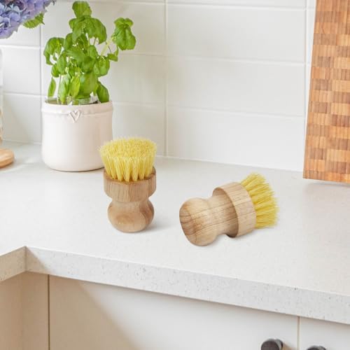 Yuntop 2 Pcs Dish Brush Wood Dishes Scrub Brush Kitchen Cleaning Set