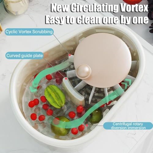 2025 New Fruit Cleaner Spinner with Brush and Bowl - Pink