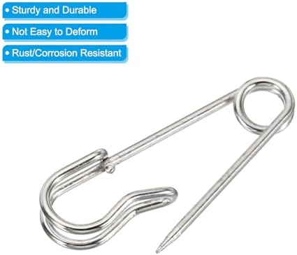 MECCANIXITY Safety Pins 106 Inch Large Metal Silver Tone 20Pcs