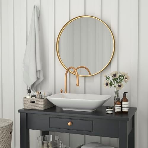 Large Round Wall Mirror with Gold Frame - 275 Vanity Mirror