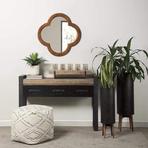 Sintosin Farmhouse Scalloped Wood Frame Mirror 20 Inch