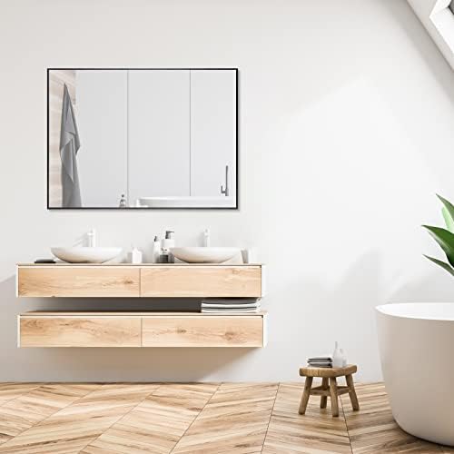 DAIEAR 24 X 32 Black Wall Bathroom Mirror With Metal Frame