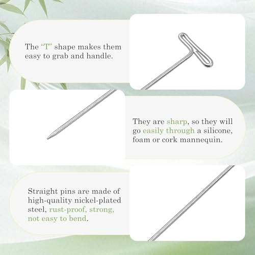 Quacc 50PCS Steel T Pins for Wigs and Crafts