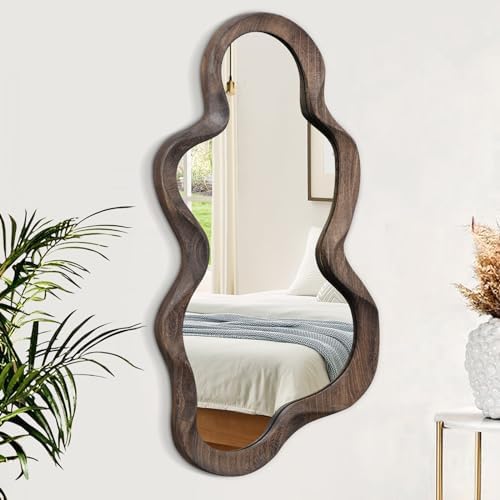 Lzuso Cloud Wavy Mirror with Wood Frame