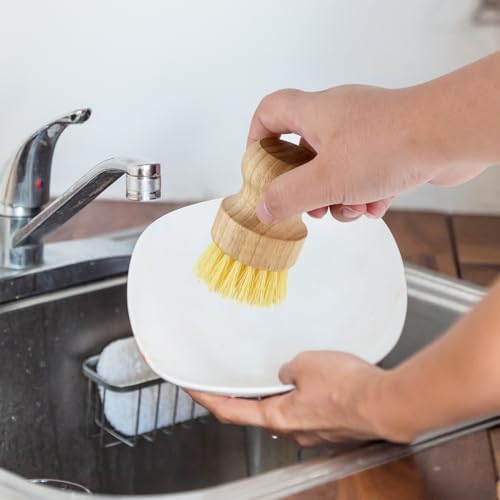 Yuntop 2 Pcs Dish Brush Wood Dishes Scrub Brush Kitchen Cleaning Set