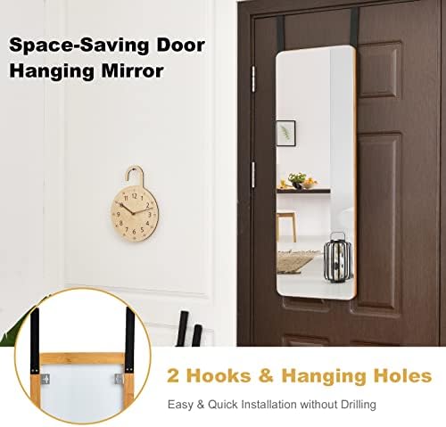Tangkula 395 x 14 Rectangle Mirror with Bamboo Frame