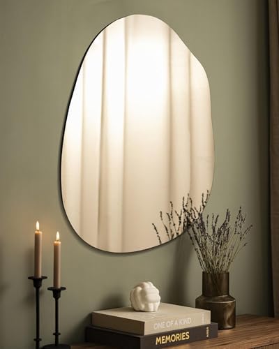 Irregular Frameless Bathroom Mirror 22x30 Inch Asymmetrical Wall Mirror