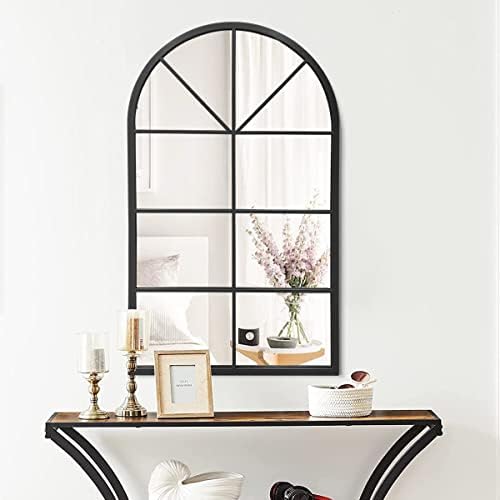ZMYCZ Wall Mounted Mirror Arched Bathroom Mirror Black 38x24 Inches
