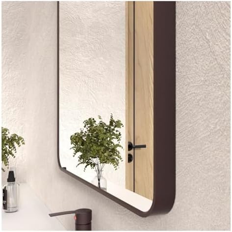 24x36 Inch Rounded Rectangle Bathroom Mirror with Oil Rubbed Bronze Frame