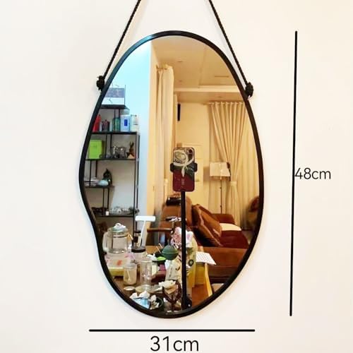 Irregular Vanity Mirror with Black Lanyard