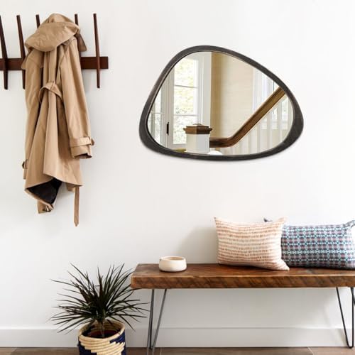 Lzuso 20x16 Green Wooden Irregular Oval Mirror