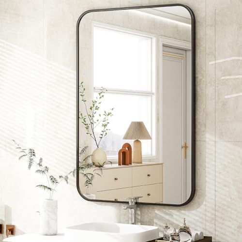 Easly 30 x 40 Inch Black Frame Bathroom Mirror