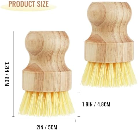 Yuntop 2 Pcs Dish Brush Wood Dishes Scrub Brush Kitchen Cleaning Set
